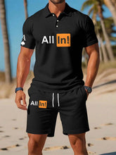 Men's poker short-sleeved shorts two-piece set